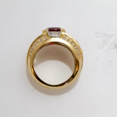 Ruby and Diamonds Dome Ring made in France