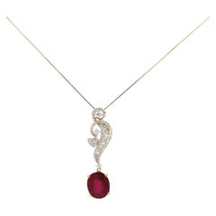 Ruby and Diamonds Pendant Necklace in 18K Gold
