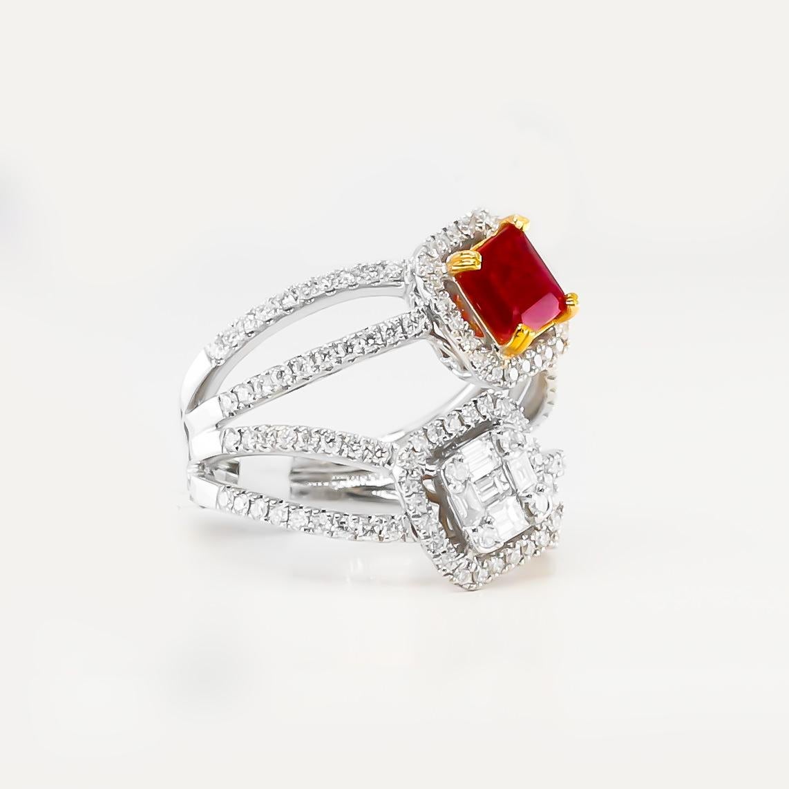 Rubin- und Diamant-Ring aus 18 Karat Gold im Zustand „Hervorragend“ in Las Vegas, NV