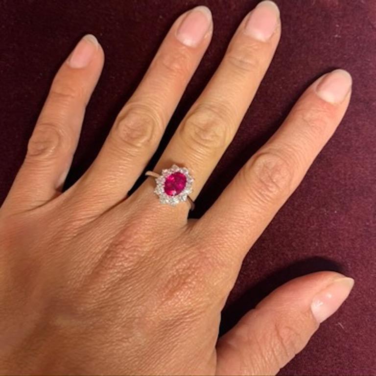 Mixed Cut 1.79 Carat Ruby and 0.86 Carat Diamonds set in 18kt White Gold Ring