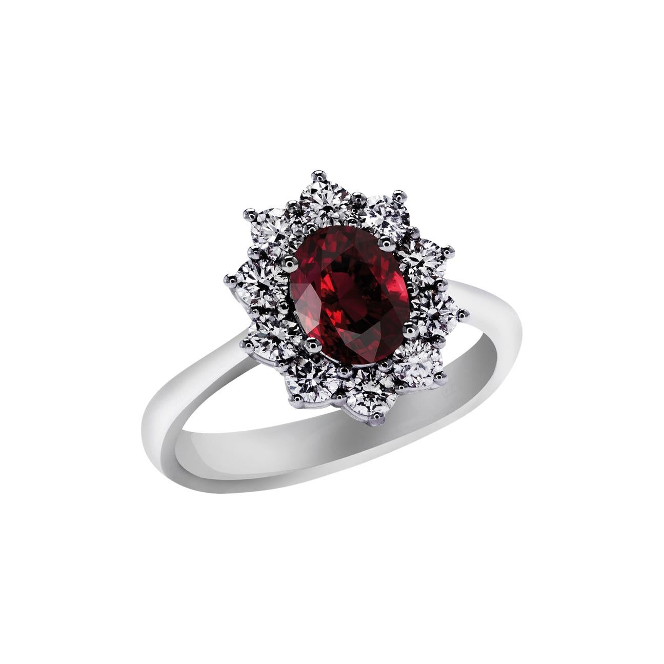1.79 Carat Ruby and 0.86 Carat Diamonds set in 18kt White Gold Ring