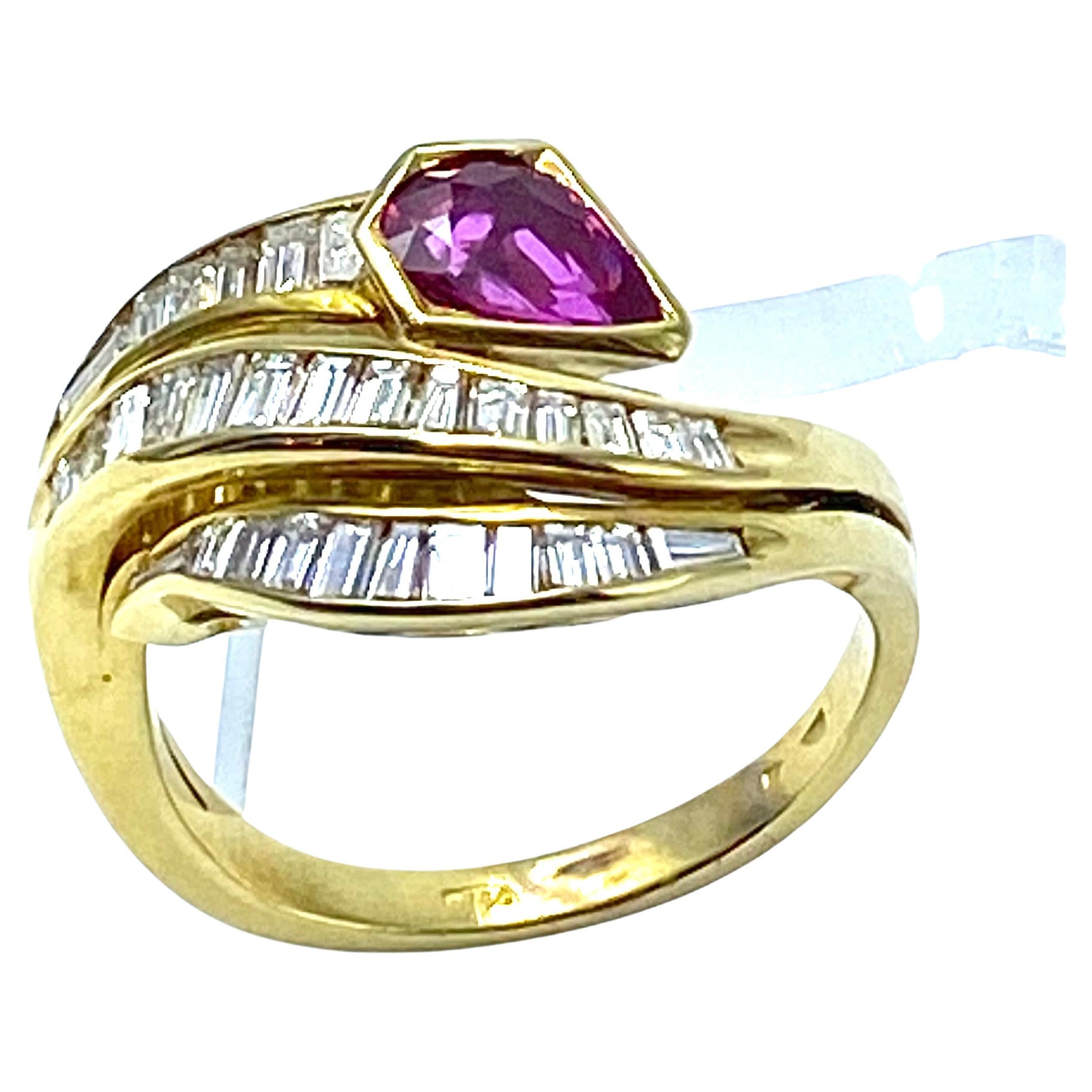 Modern Ruby and Diamonds Snake Ring For Sale
