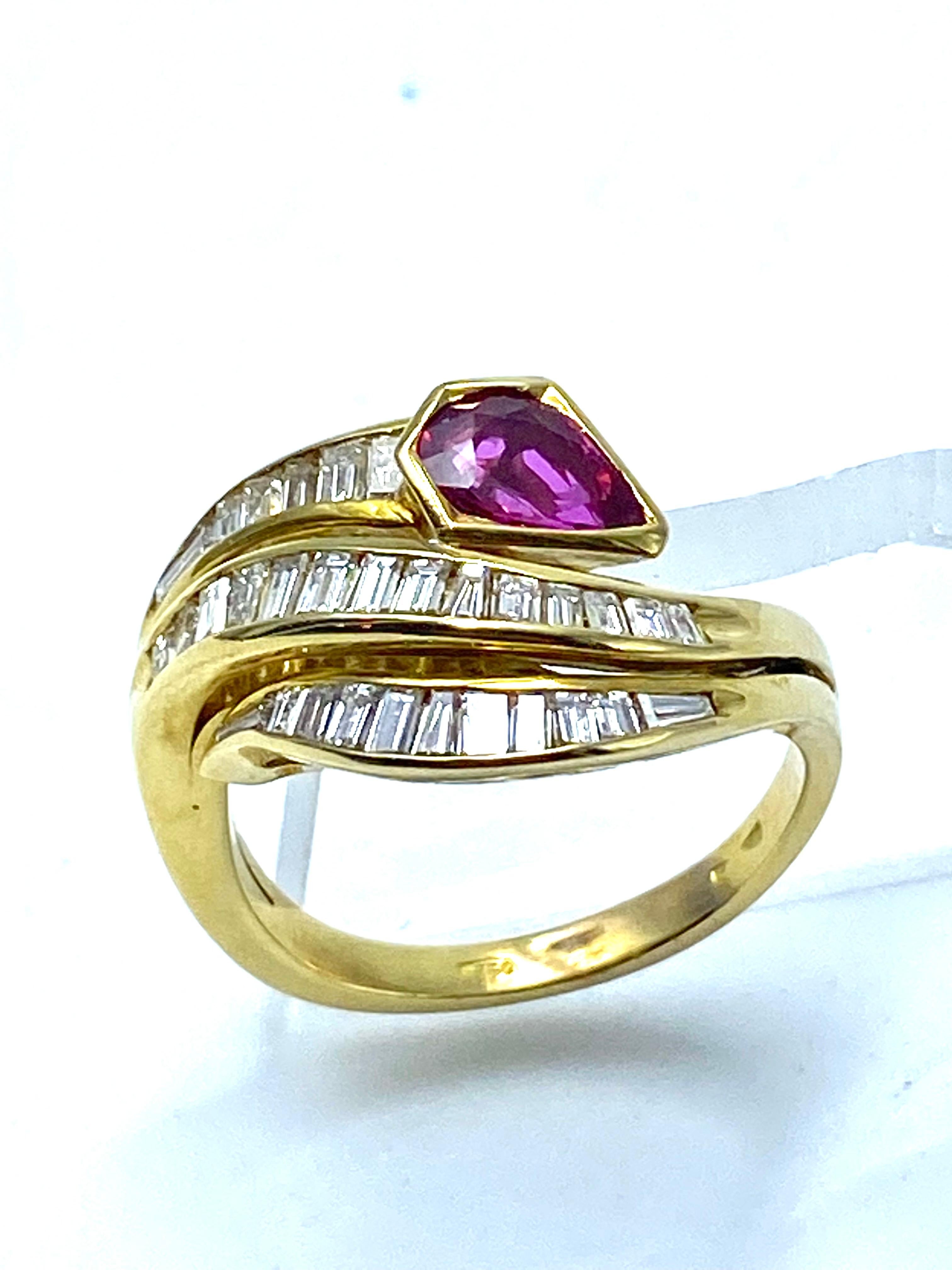 Ruby and Diamonds Snake Ring For Sale 1