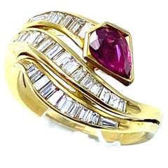 Ruby and Diamonds Snake Ring