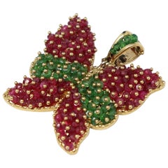 savoia jewelry Ruby and Emerald Pendant in Yellow Gold by Savoia Italian Jewelry Brand