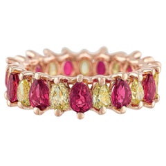 Ruby and Fancy Yellow Diamond Eternity Band Ring 11:11