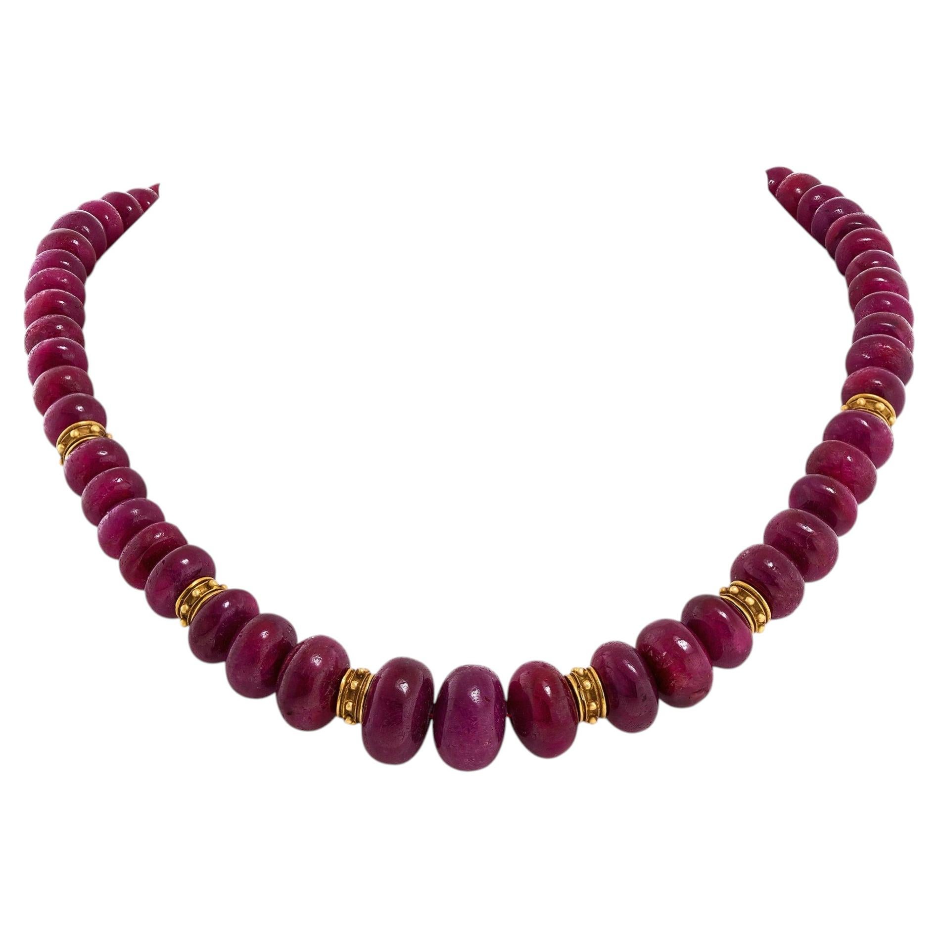 Ruby and Gold Necklace For Sale