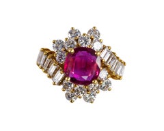 Ruby and Mixed-Cut Diamond Cluster Ballerina Ring