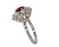 Ruby and Mixed-Cut Diamond Floral Cluster Ring