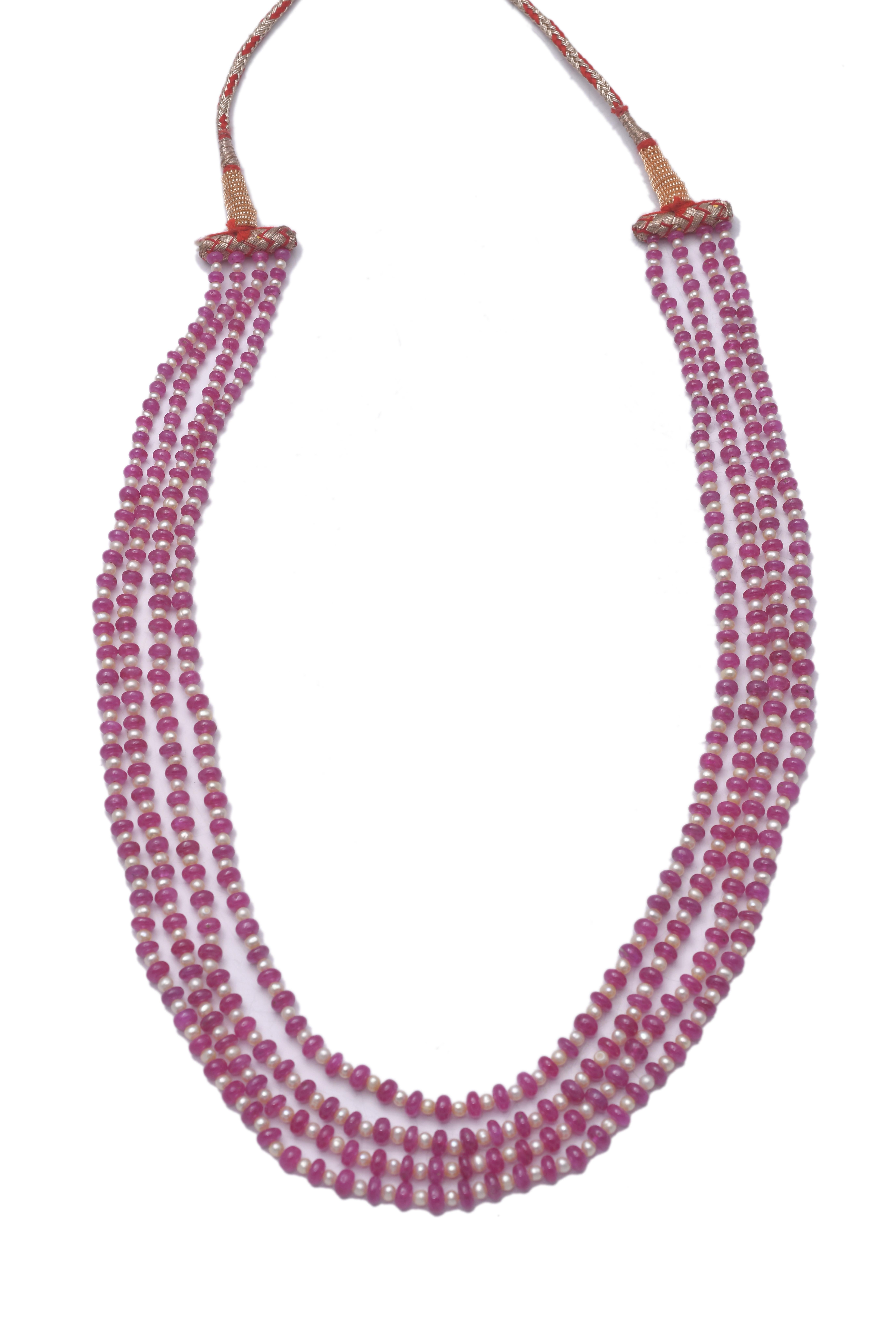 Rubin und Perle String Halskette im Zustand „Neu“ im Angebot in jaipur, IN