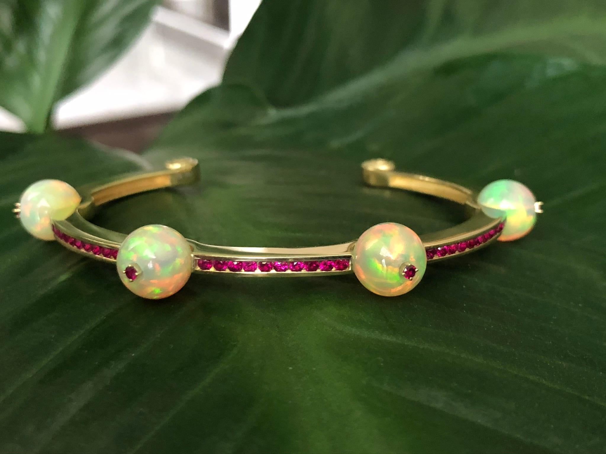 Contemporary Ruby and Opal Bracelet by Andrew Glassford