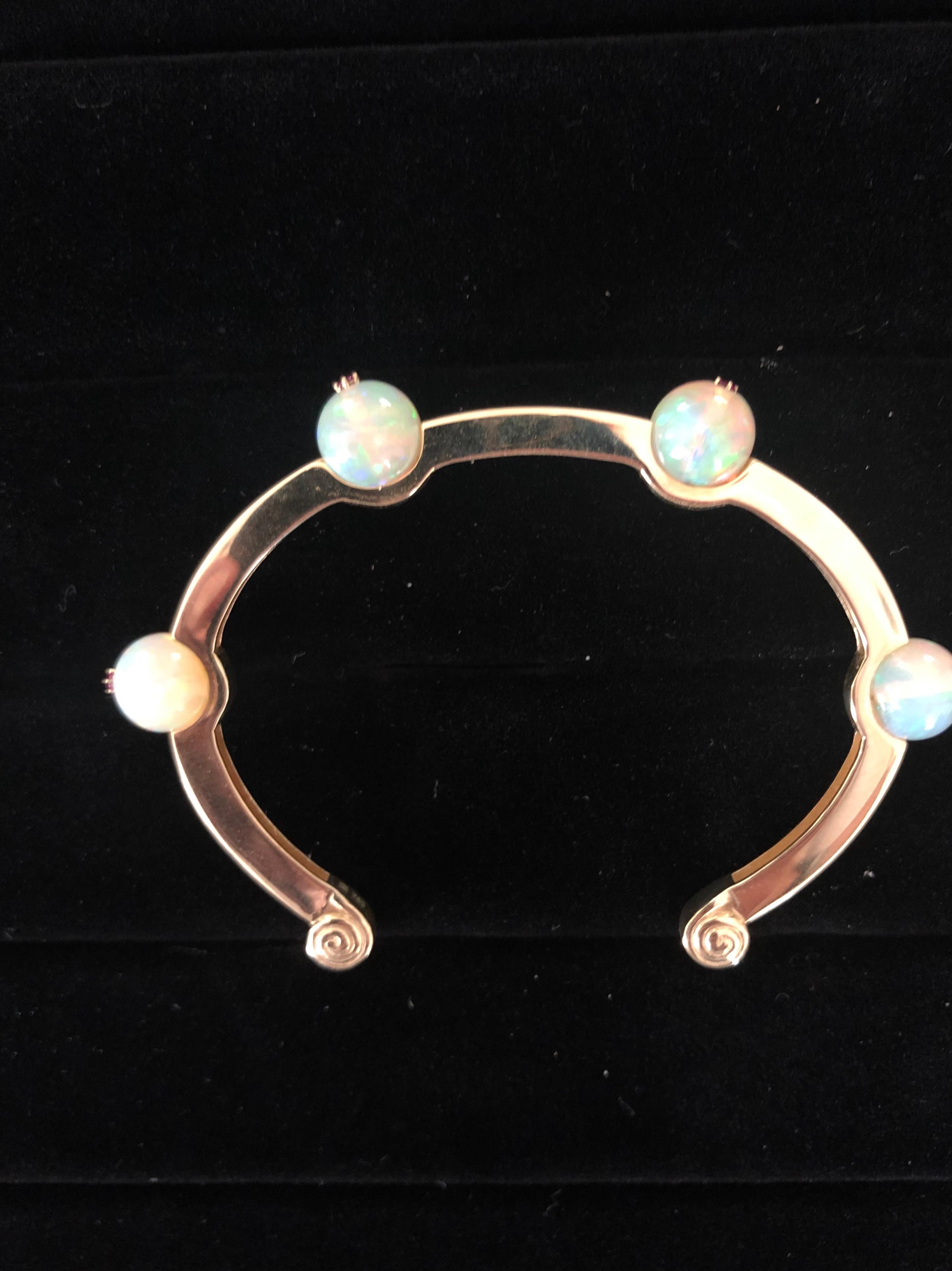 Round Cut Ruby and Opal Bracelet by Andrew Glassford
