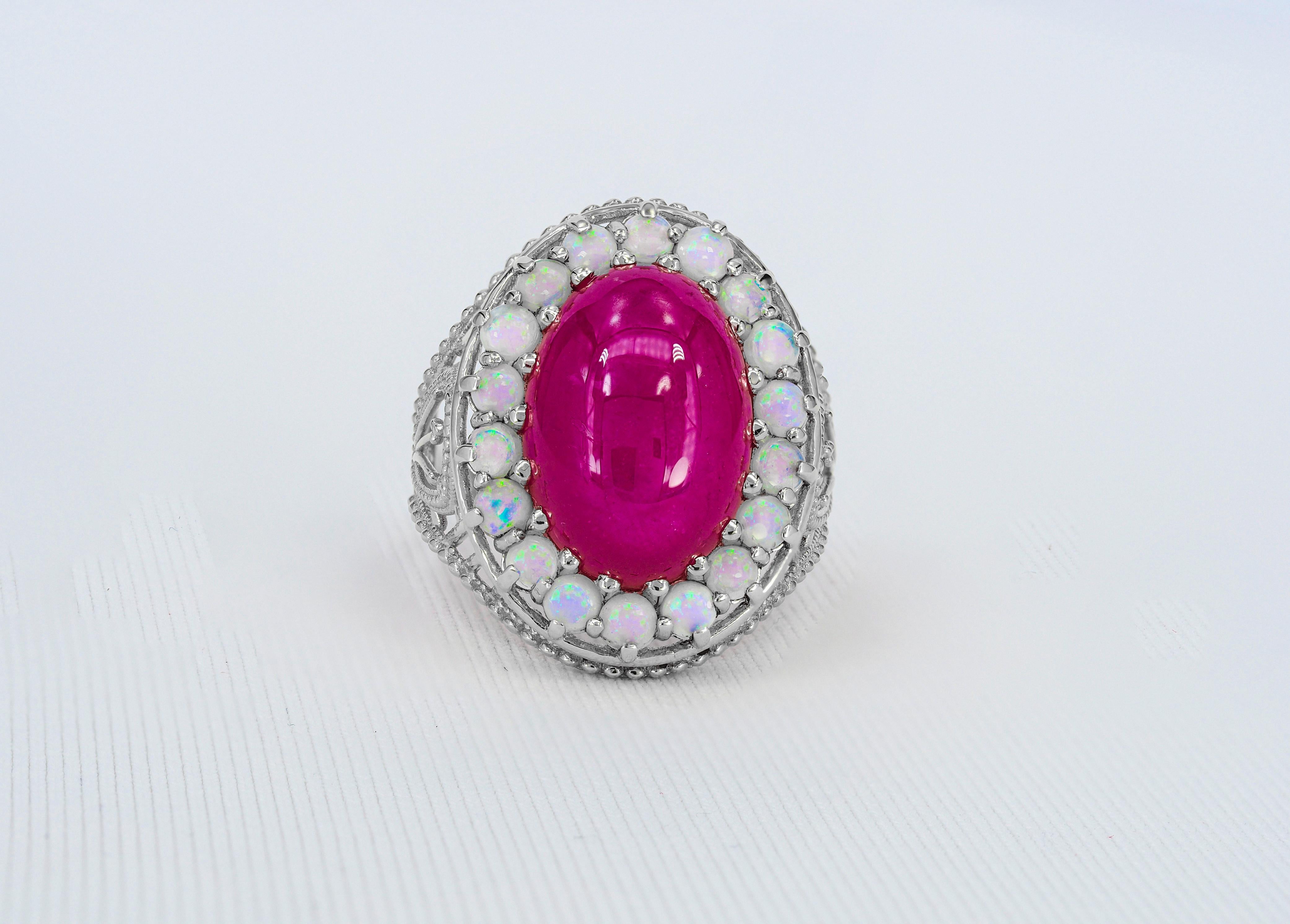 For Sale:  Ruby and Opals Massive Ring 3