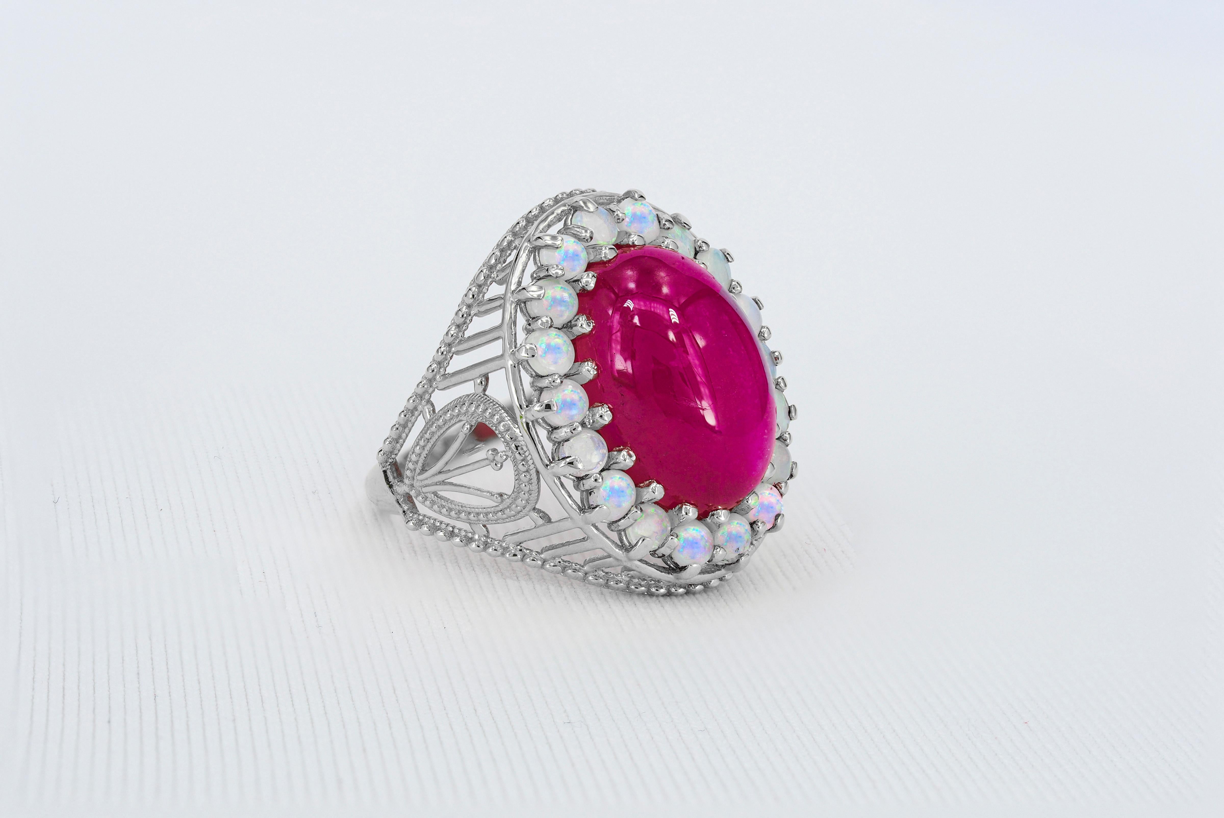For Sale:  Ruby and Opals Massive Ring 4