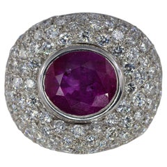 Ruby and Pavé Diamond Statement Dome Ring
