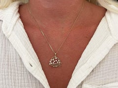 Ruby and Pearl Basket Pendant with Chain in 14k Yellow Gold