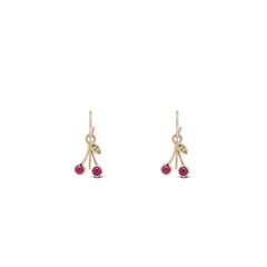 Ruby and Peridot Cherry Dangles