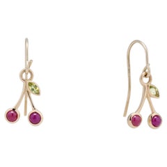 Ruby and Peridot Cherry Dangles