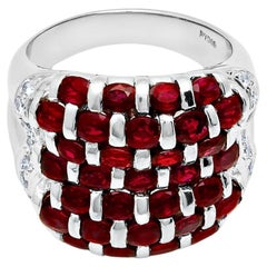 Ruby and Platinum Checkered Ring