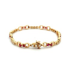 Bracelet Vintage à maillons en or avec rubis et diamants RBC
