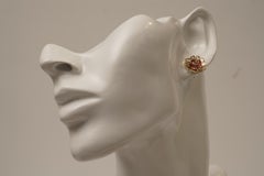 Ruby and Rose Cut Diamond Flower Stud Earrings