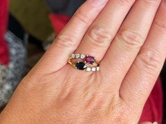 Ruby and Sapphire Diamond Ring in 14k Yellow Gold