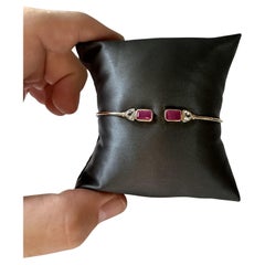 Ruby and Sapphire Flex Bangle in 14kt Yellow Gold, New