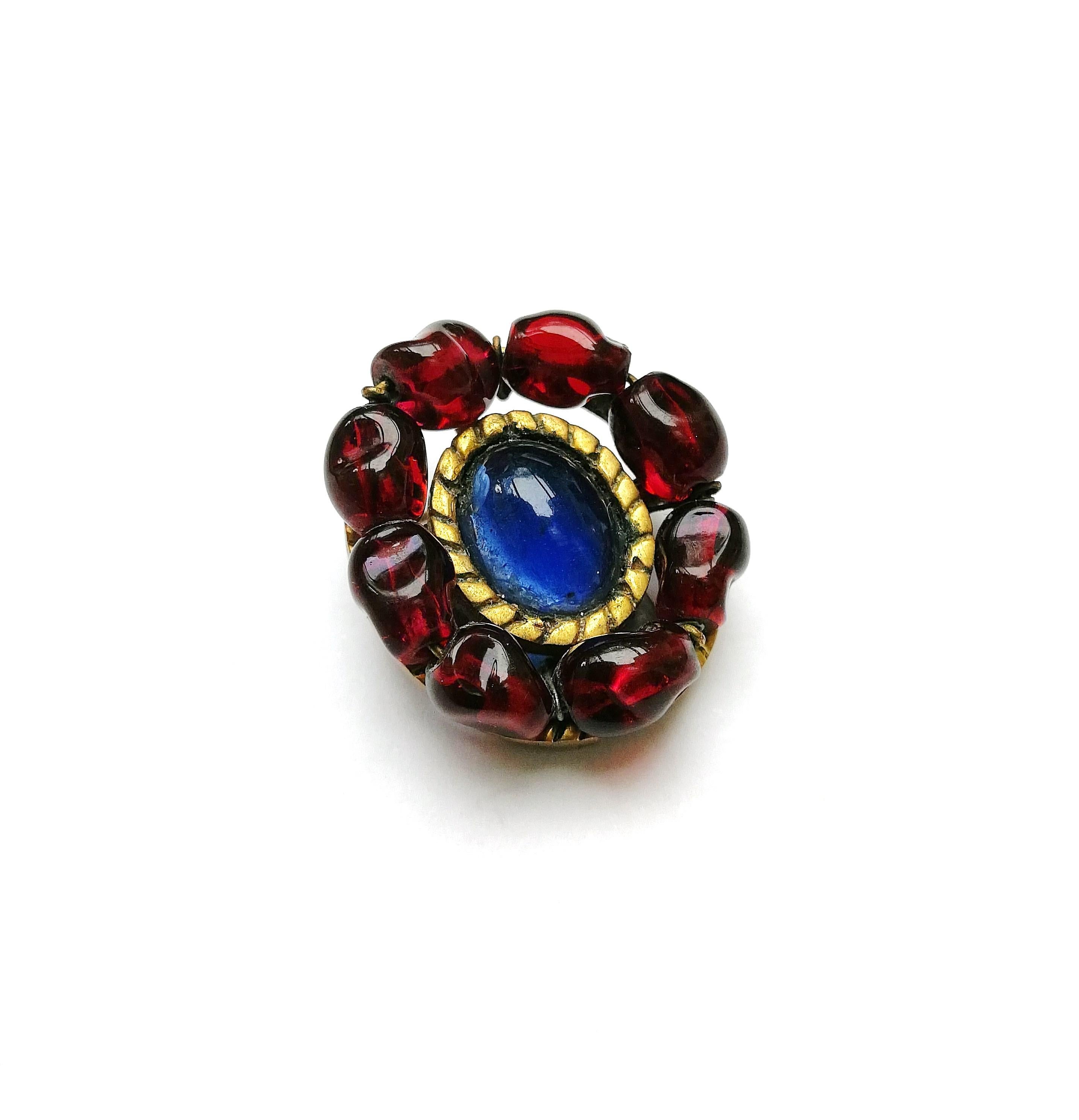 Ruby and sapphire poured glass earrings, att. Maison Gripoix for Chanel, 1930s. 2