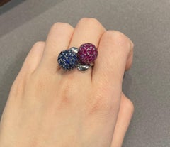 Ruby and Sapphire Sphere Ring
