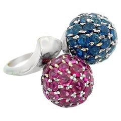 Ruby and Sapphire Sphere Ring