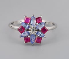 Ruby and Tanzanite 14k Gold Ring