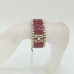 Bracelet en or jaune 18 carats, rubis et diamants blancs