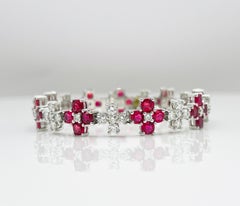 Ruby and White Diamond Bracelet in Platinum