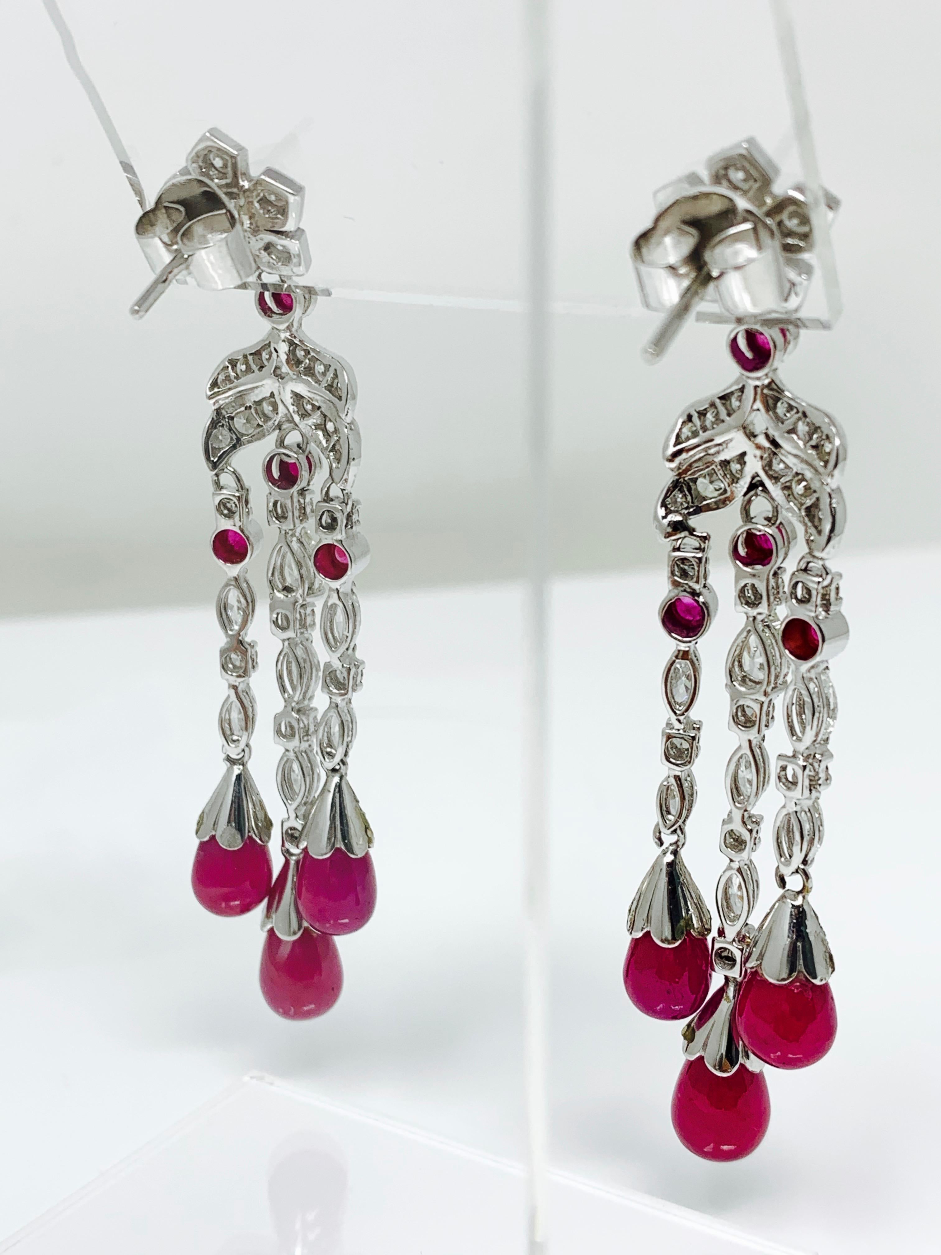 Ruby and White Diamond Chandelier Earrings in 18 Karat Gold 2