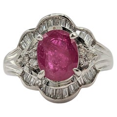 Ruby and White Diamond Cocktail Ring in Platinum