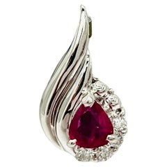 Ruby and White Diamond Pendant in Platinum