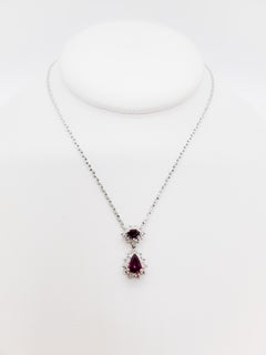 Ruby and White Diamond Pendant Necklace in Platinum