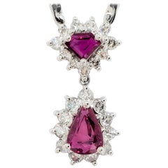 Ruby and White Diamond Pendant Necklace in Platinum