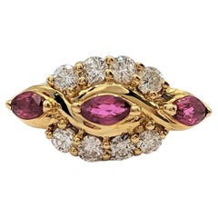 Ruby and White Diamond Ring in 18K Yellow Gold