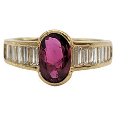 Ruby and White Diamond Ring in 18K Yellow Gold