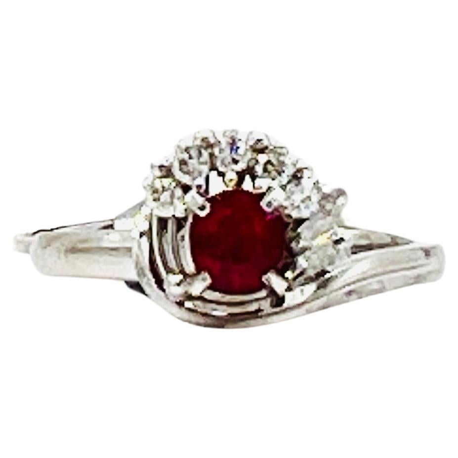 Ruby and White Diamond Ring in Platinum