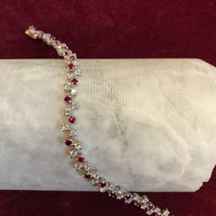 Ruby and White Diamond Tennis Bracelet Made to Measure in Italy