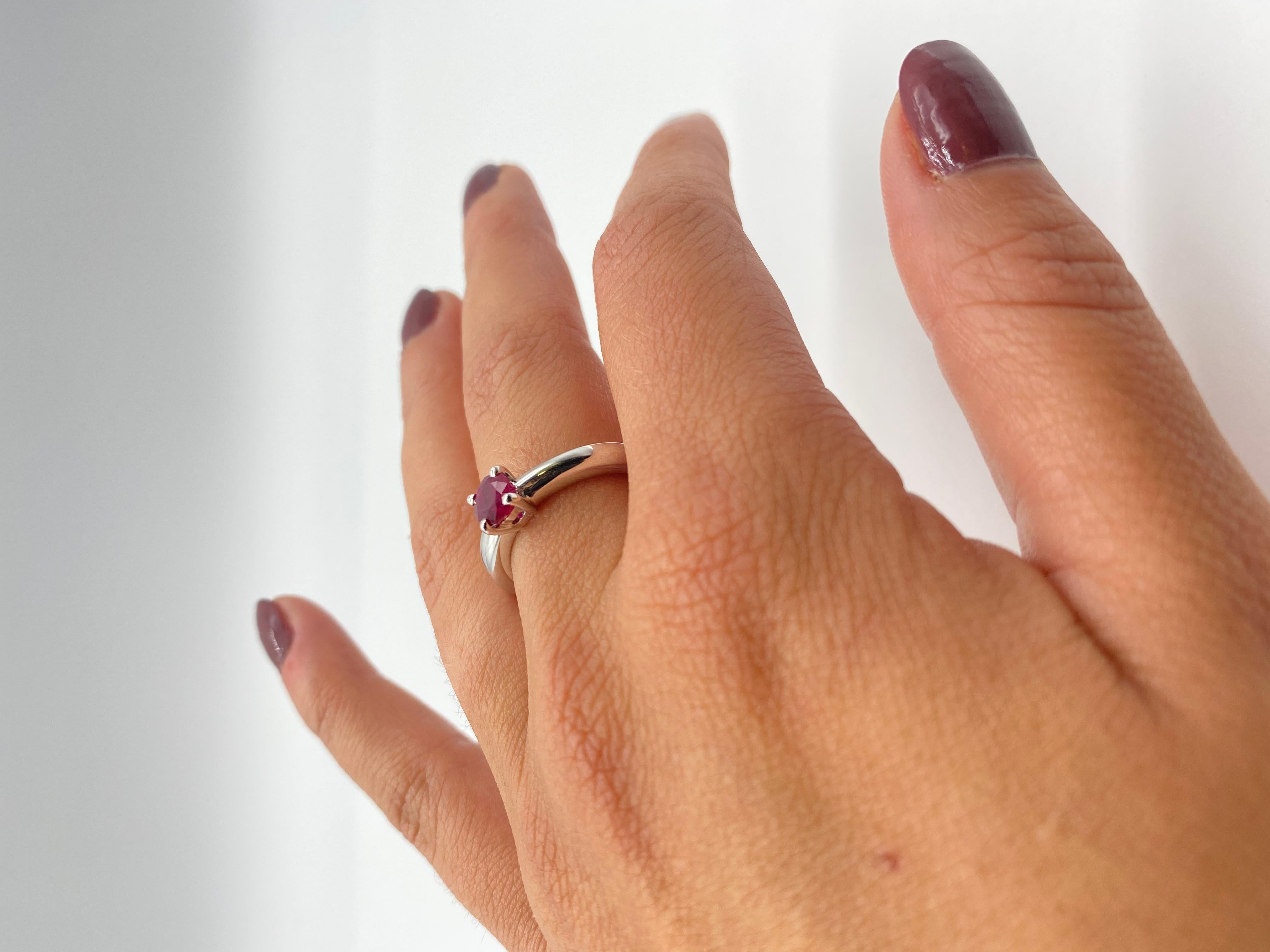 Artisan Ruby and White Gold Solitaire Ring