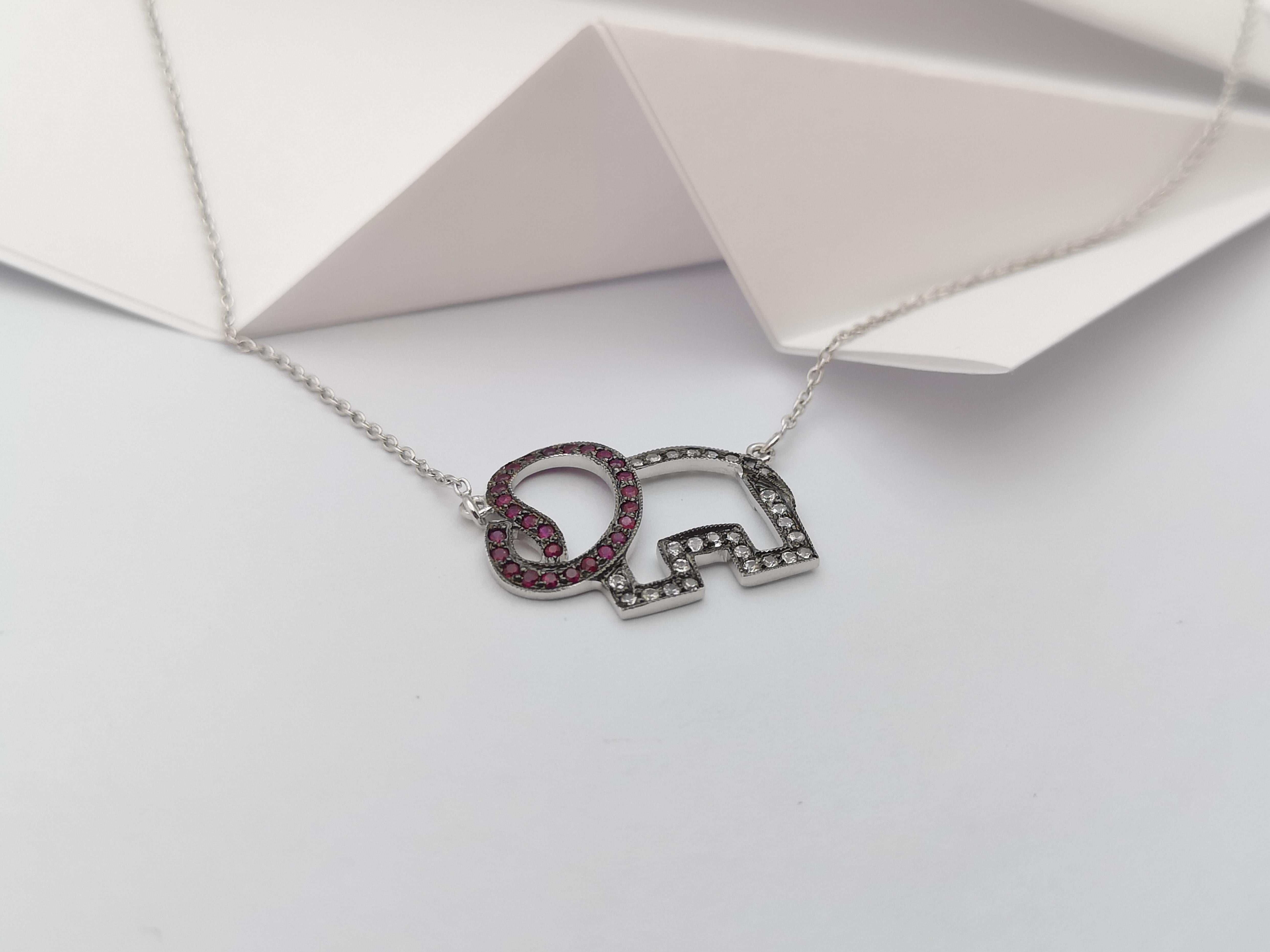 Halskette mit Rubin und weißem Saphir in Silberfassung im Zustand „Neu“ im Angebot in Dusit, 10