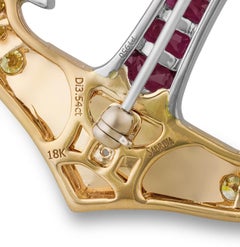 Ruby and Yellow Diamond Anchor Brooch