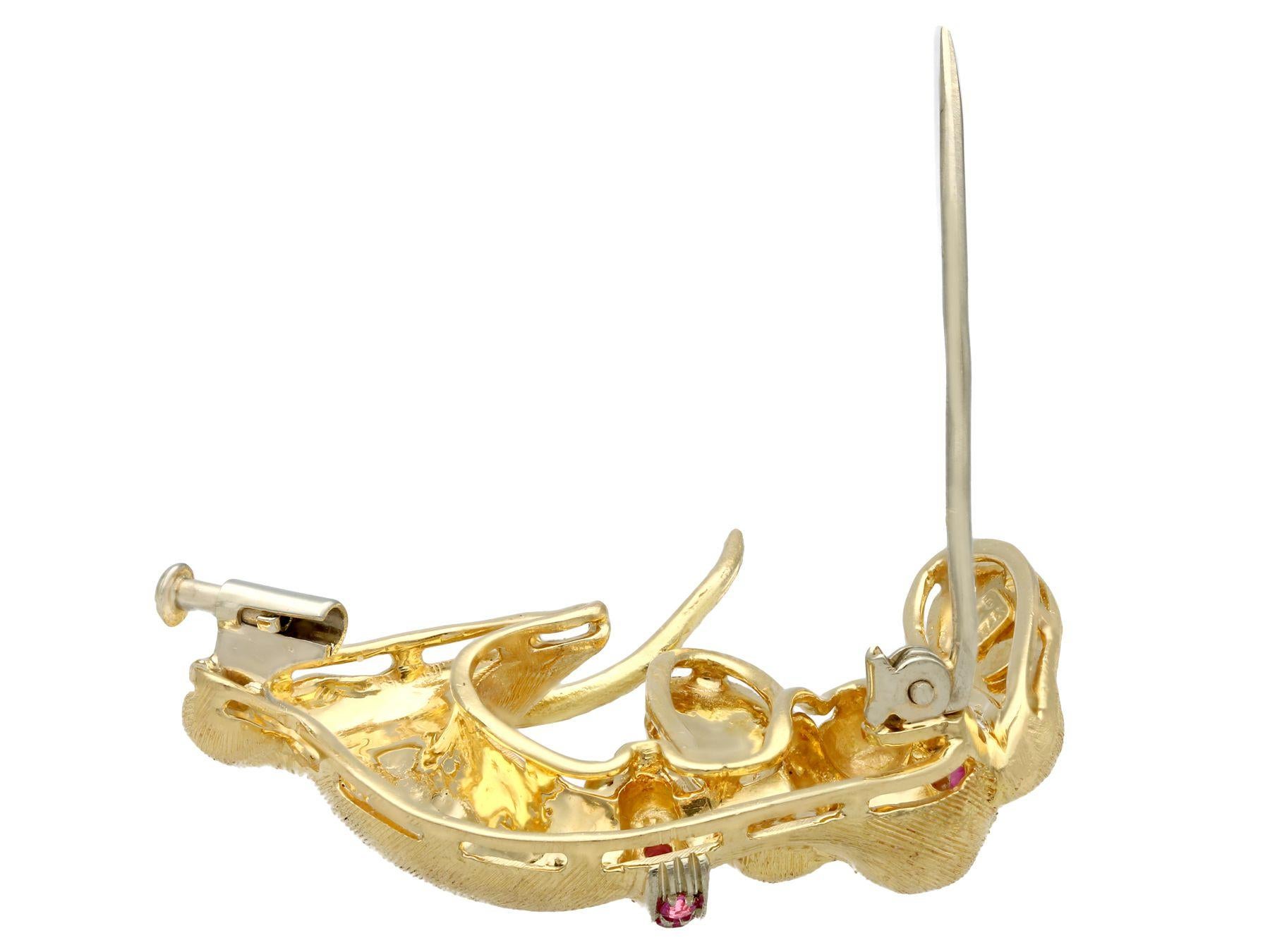 Ruby and Yellow Gold Dachshund Brooch 1