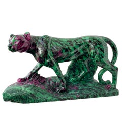 Ruby and Zoisite Cheetah Carving