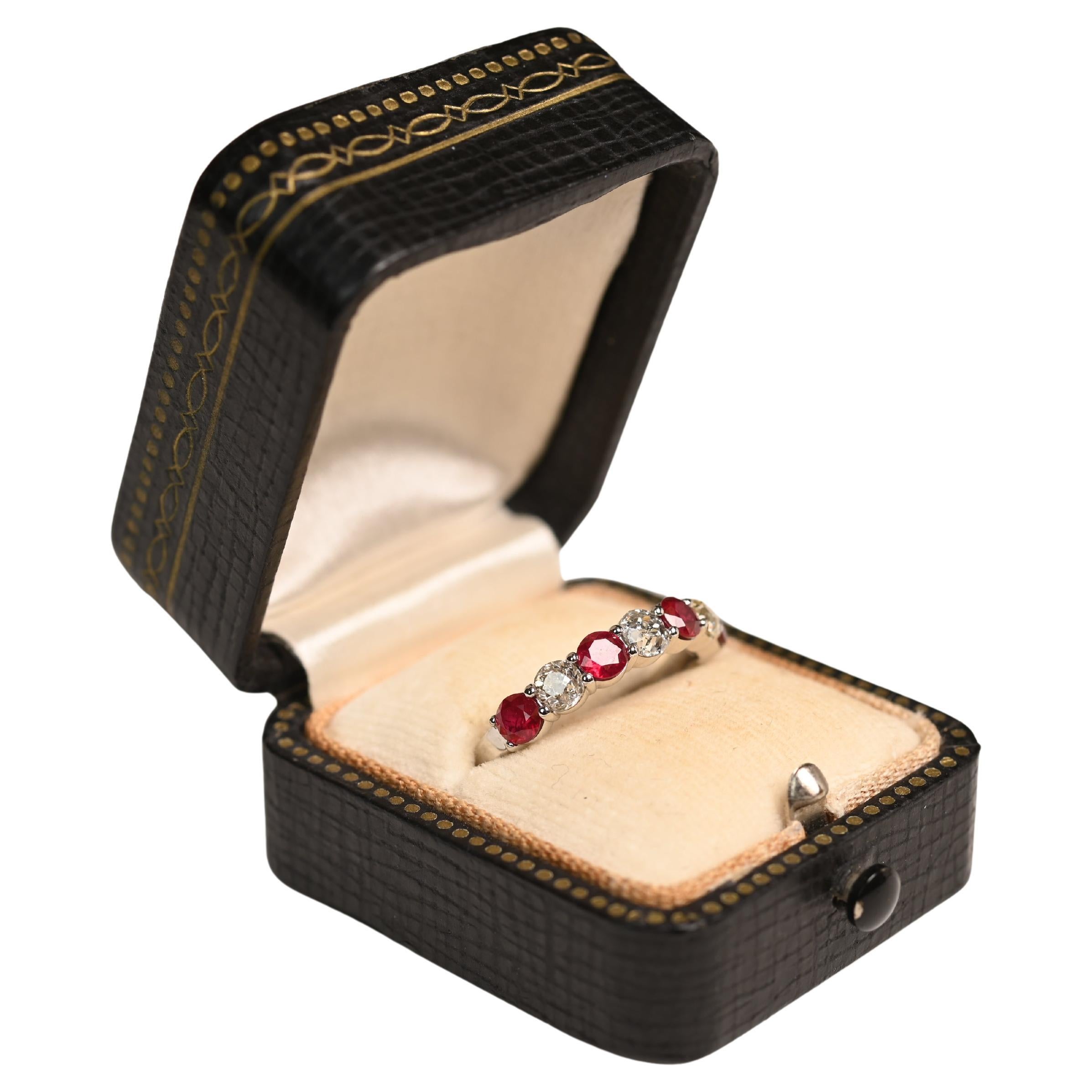 Ruby (Approx 0.9-Carats) & Diamond (Approx 0.60-Carats) Eternity Band, Platinum For Sale