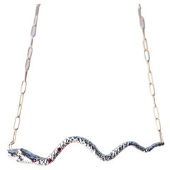 Snake Necklace Ruby Aquamarine Choker Chain Silver J Dauphin