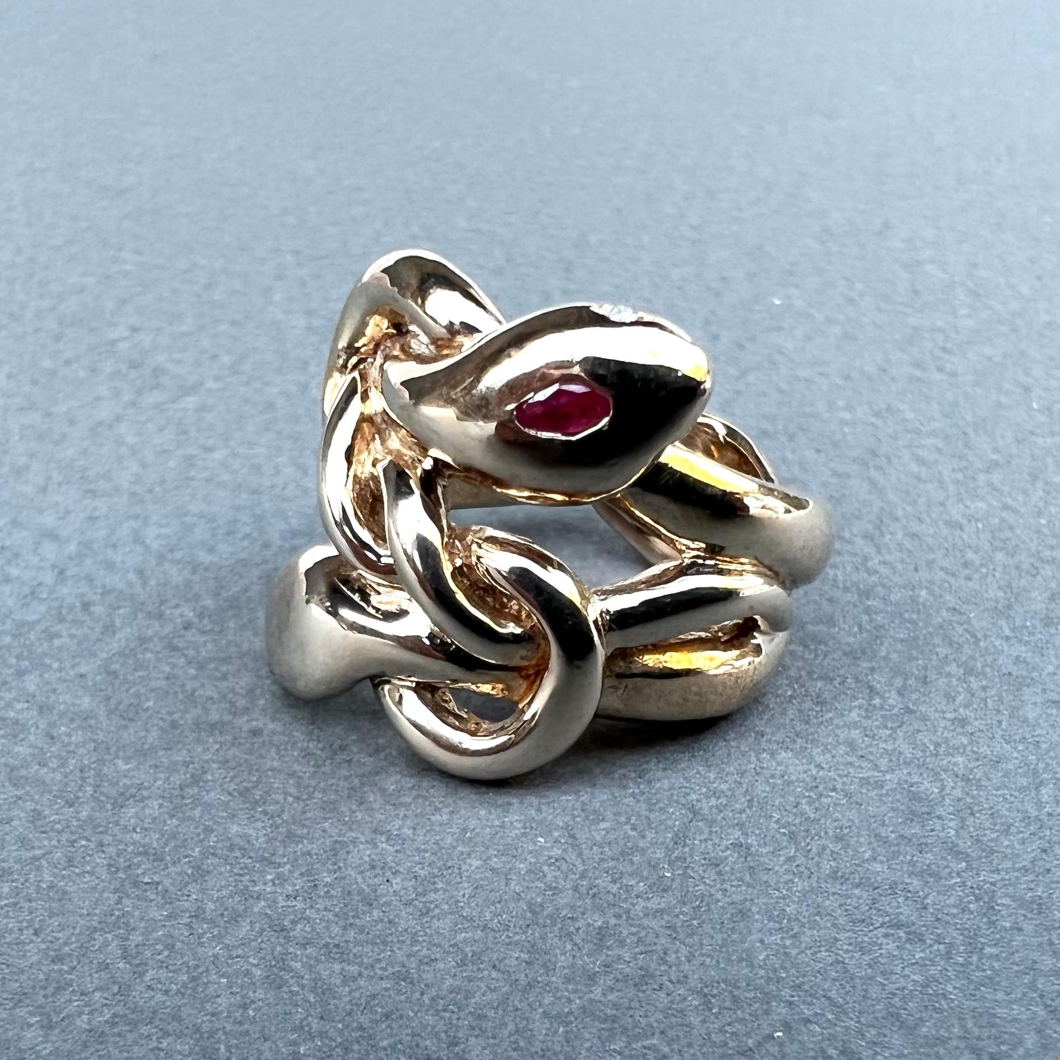 Anillo Serpiente Rubí Aguamarina Marqués Bronce J DAUPHIN Victoriano